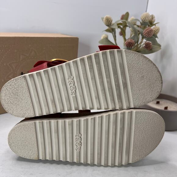 Taos On the Double Leather Wide Strap Sandal Red Comfort Shoe Women 10 - Picture 8 of 10